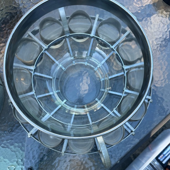 Silver and Glass Punch Bowl Set - Picture 2 of 3